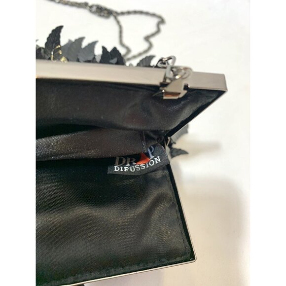 Vintage DRAP Barcelona Beaded Flapper Crossbody Purse Kiss Lock Leaf Sequins EUC - Picture 7 of 13